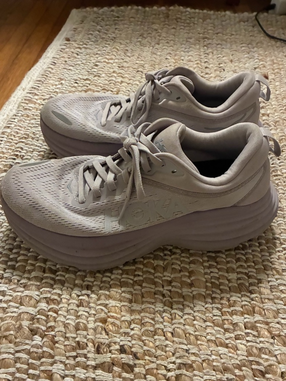 Hoka Women's Light Taupe/Lilac Platform Running Shoes